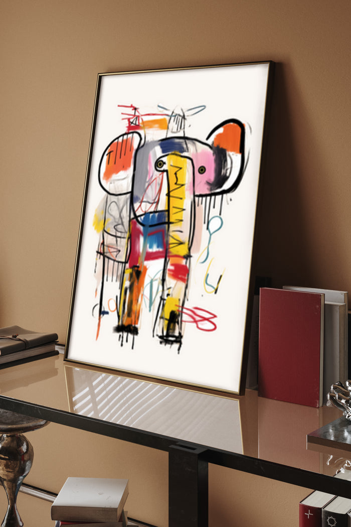 Abstract Figurative Artwork Poster Displayed in Elegant Home Office Setting