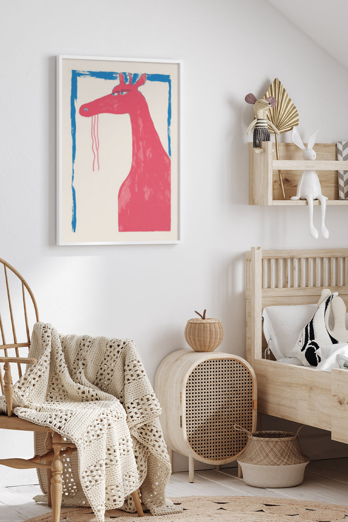 Abstract Giraffe Art Poster Displayed in Modern Home Decor