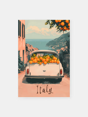 Amalfi Coast Italy Car Poster
