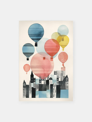 Balloons Over Town Poster