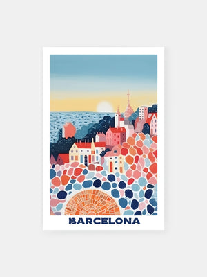Barcelona Mosaic City View Poster