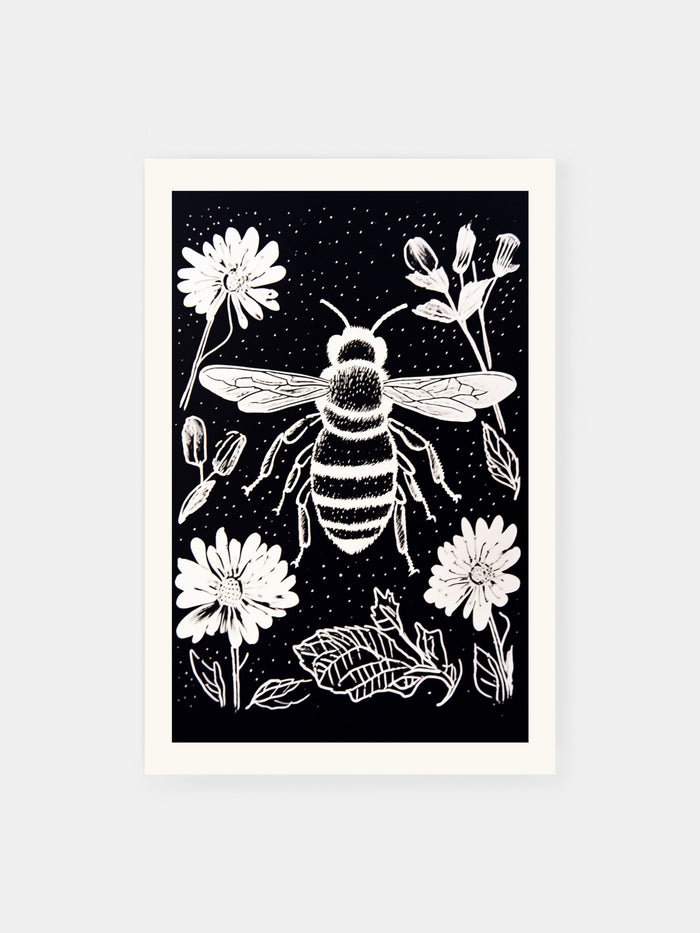 Bee Monochrome Poster