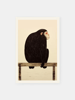 Black Pensive Primate Poster