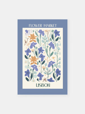 Blue Botanical Lisbon Market Poster
