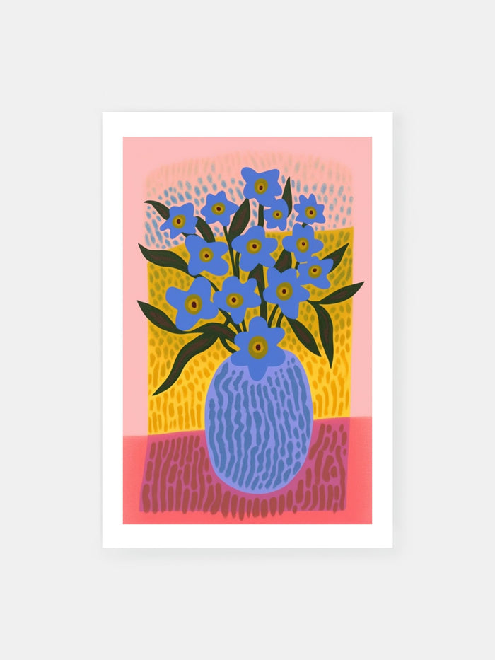 Bold Blue Blossoms Poster