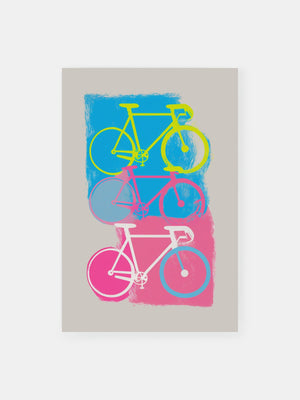 Bright Neon Pastel Bikes Poster