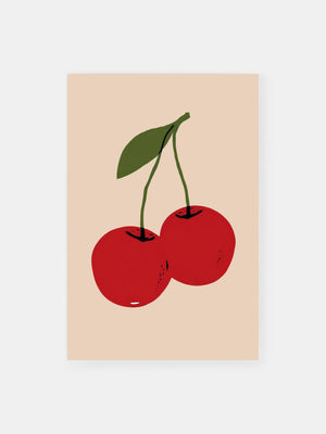 Cheerful Simple Cherries Poster