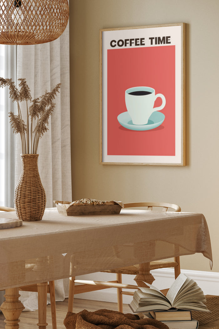 Minimalist Coffee Time Poster Art Displayed in a Contemporary Dining Room