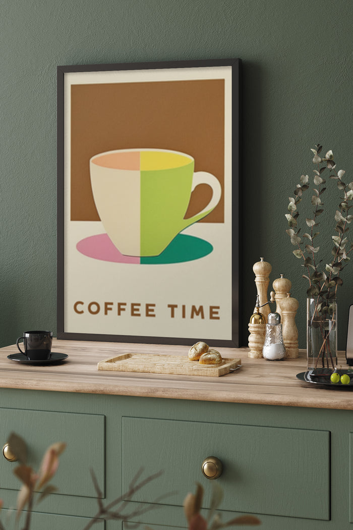Stylish Coffee Time Poster Hung On Kitchen Wall