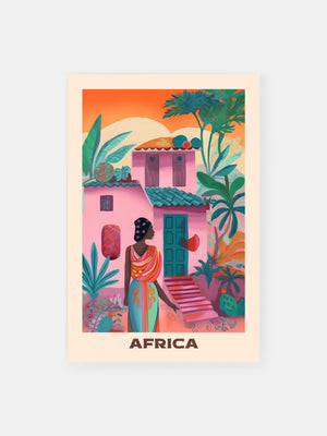 Colorful African Village Poster