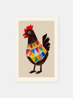 Colorful Folklore Rooster Poster