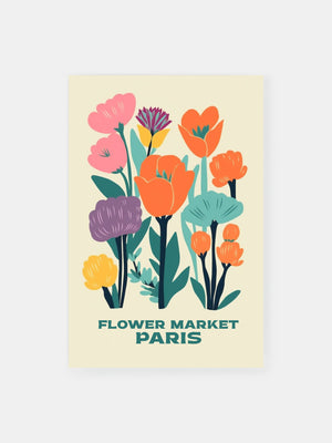Colorful Paris Flower Market Poster