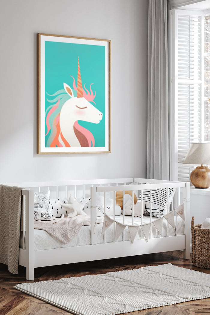 Stylish and playful unicorn poster suitable for children's room decor