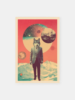 Cosmic Dressed-Up Wolf Poster