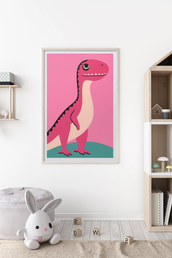 Cartoon dinosaur poster in a child's room for nursery wall decor