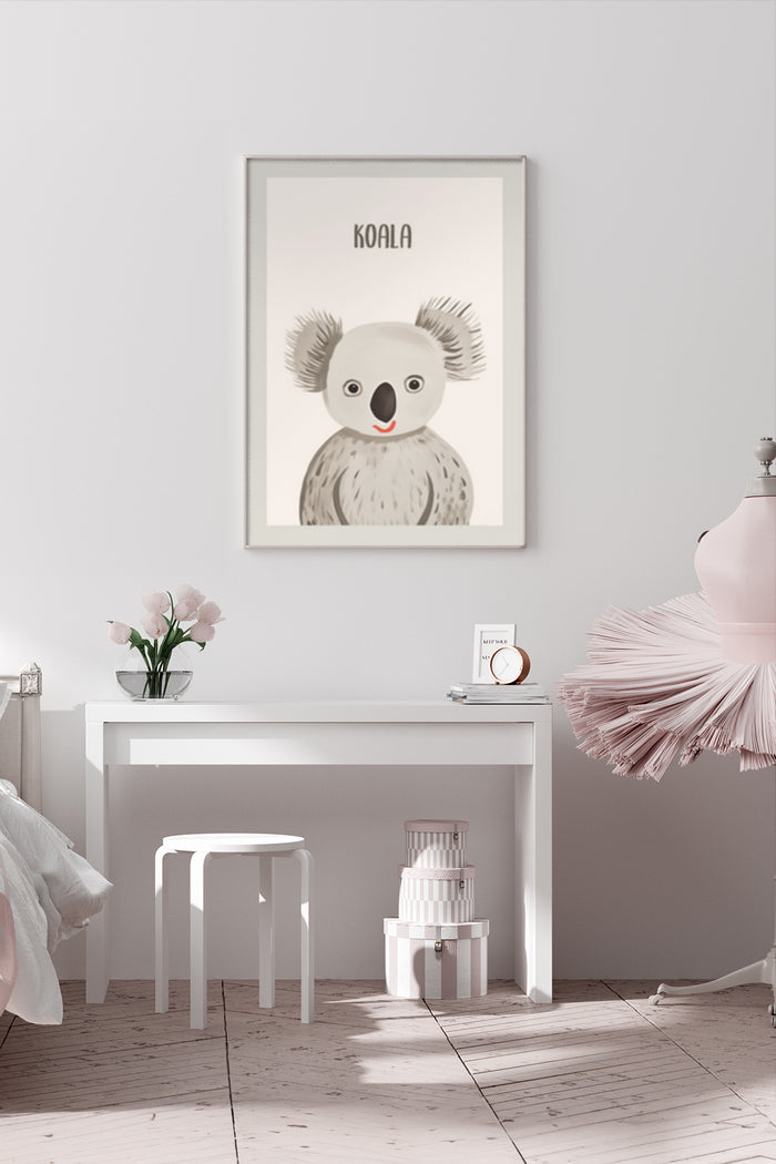 Cute koala illustrated poster perfect for children's room wall decoration