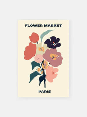 Earthy Floral Market Paris Poster