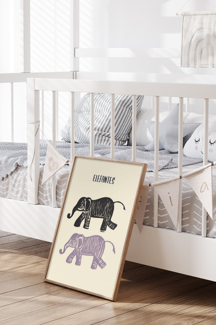 Elefantes poster as nursery decoration in children's room