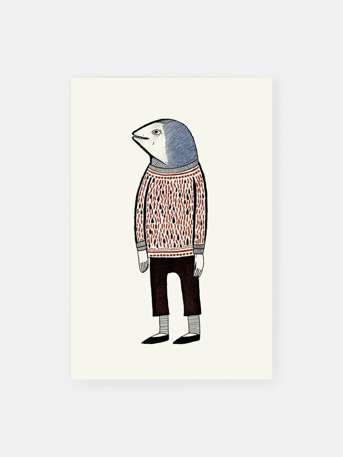 Fish in fashionable sweater Poster