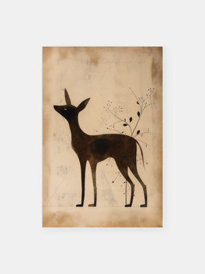 Floral Deer Silhouettes Poster