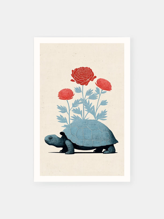 Floral Rose Turtle Poster