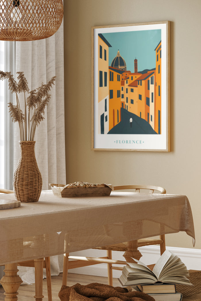 Minimalist Florence Italy Poster Art with Iconic Architecture