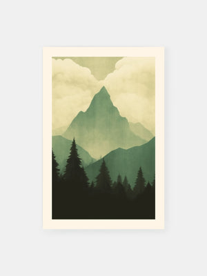 Foggy Forest Mountain Poster