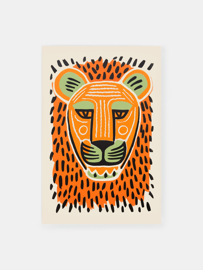 Folk Art Lion Poster