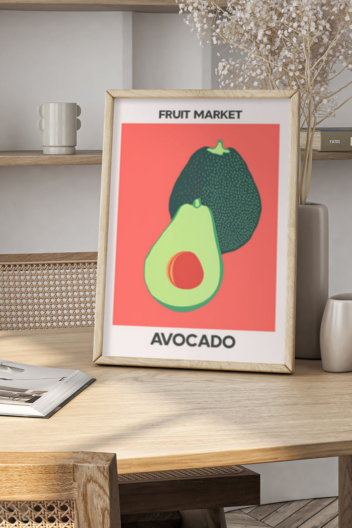 Modern Fruit Market Avocado Poster Art in Frame