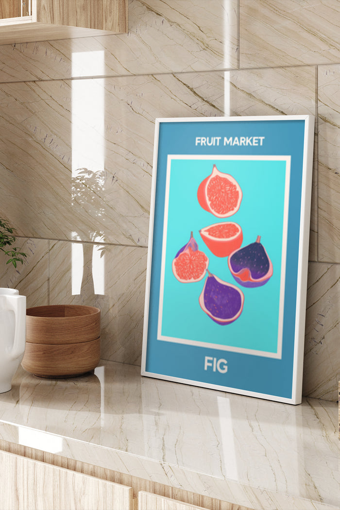 Fruit Market Fig Poster Advertisement Display in Interior Setting