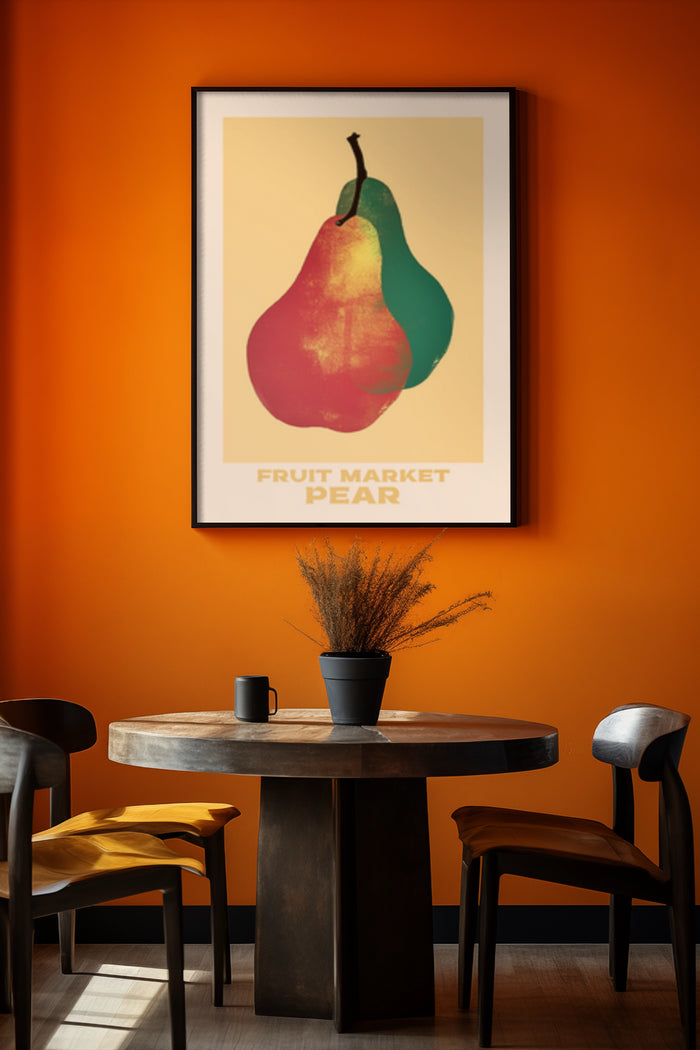 Minimalist Fruit Market Pear Poster in Modern Interior