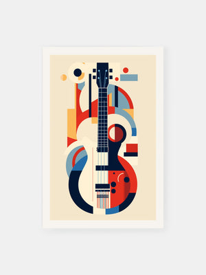 Geometric Bauhaus Guitar Poster