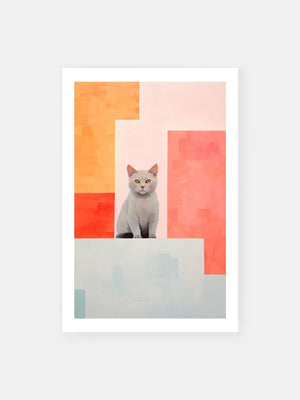 Geometric Cat Portrait Poster