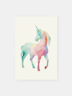 Geometric Rainbow Unicorn Poster