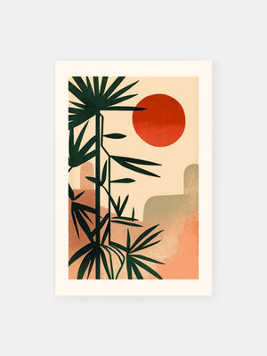 Graphic Bamboo under Red Sun Poster
