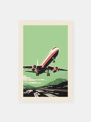 Green Airplane Runway View Poster