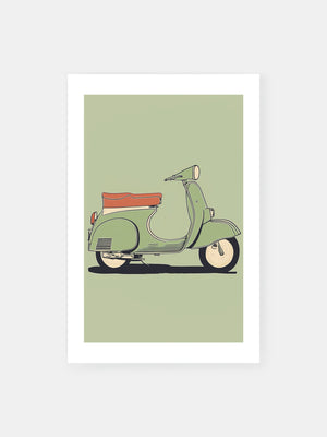 Green Vespa Scooter Poster