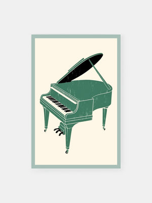 Green Vintage Piano Poster