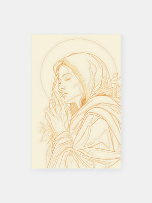 Holy Mary Line Art Minimalistic Poster