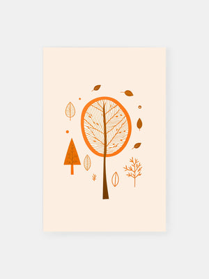 Amber Fall Leaves Poster