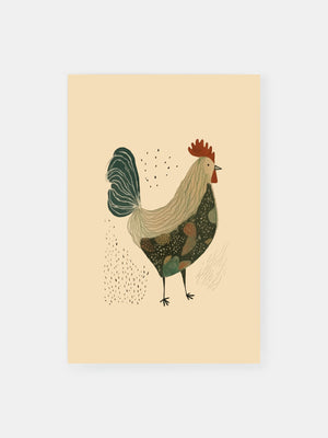 Colorful Vintage Rooster Poster
