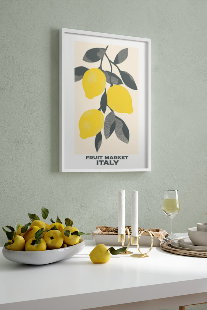 Italian Fruit Market Lemon Poster Artwork on Wall