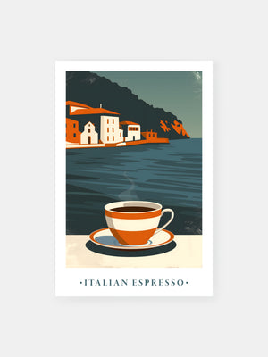 Italian Lakes Vintage Coffee Poster