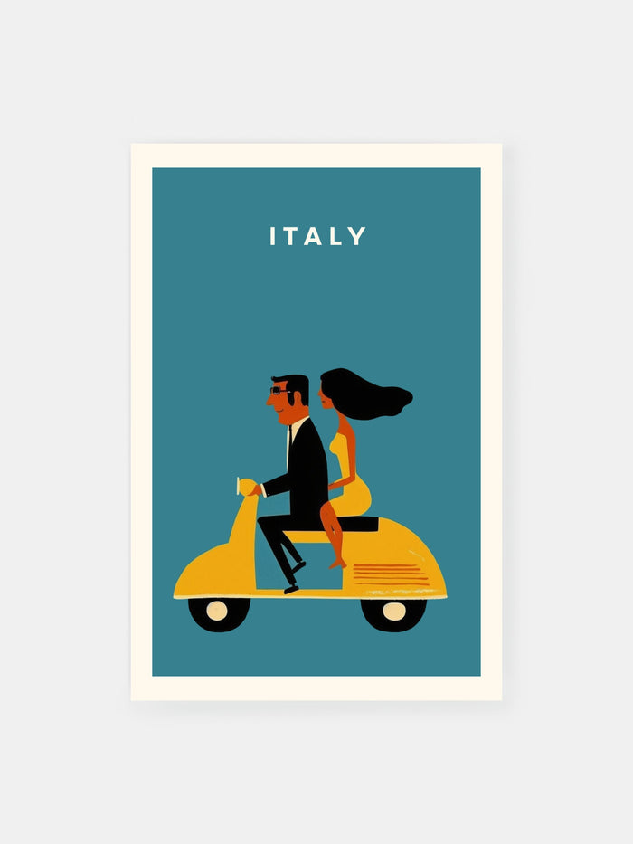 Italian Vespa Romance Poster