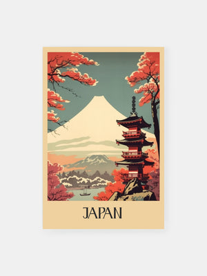 Japan Mountain And Pagoda View Poster