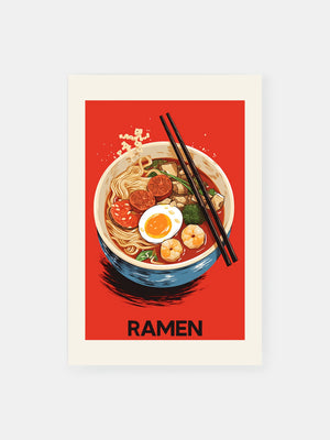 Lively Ramen Bowl Red Poster