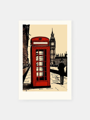 London Telephone Booth Romance Poster