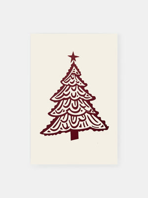 Maroon Christmas Tree Poster