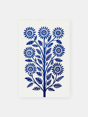 Mexican Floral Blueprint Poster