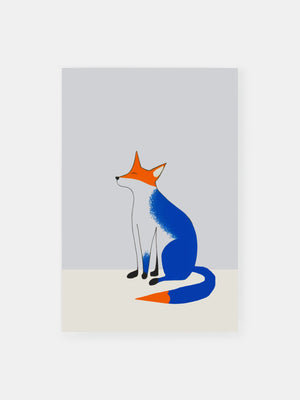 Minimalist Blue Fox Poster